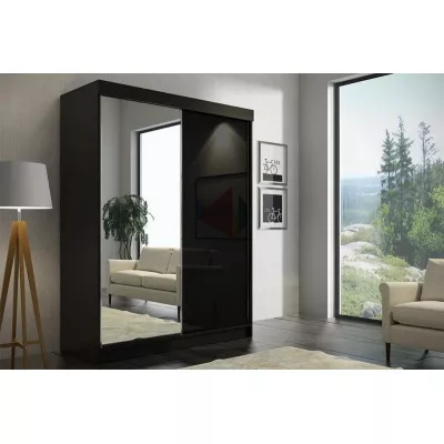 Szekrény tükrös 150/62 LINEA - fekete