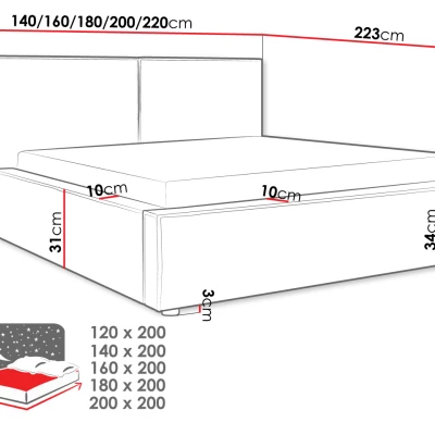 Egyszemélyes ágy tárolóval 120x200 LAMESA - fekete