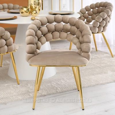 Designer étkezőszék NAHIDA - bézs / arany