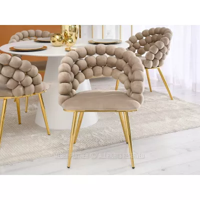 Designer étkezőszék NAHIDA - bézs / arany