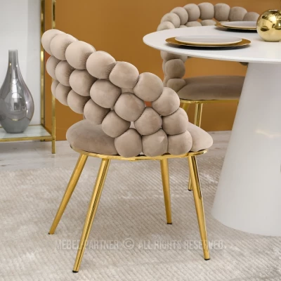 Designer étkezőszék NAHIDA - bézs / arany