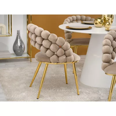 Designer étkezőszék NAHIDA - bézs / arany