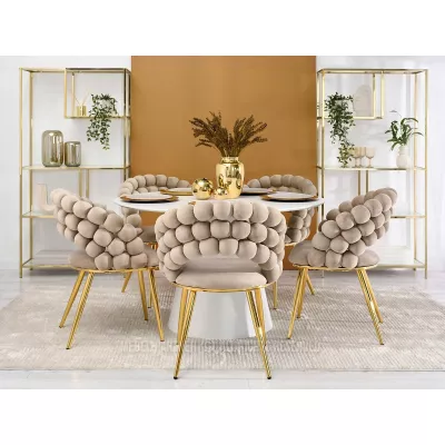 Designer étkezőszék NAHIDA - bézs / arany