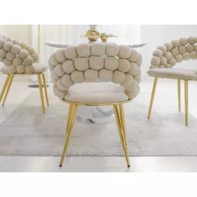 Designer étkezőszék NAHIDA - krém/arany