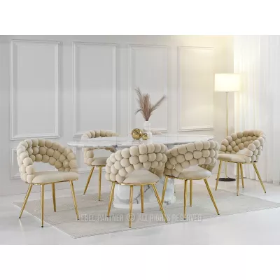 Designer étkezőszék NAHIDA - krém/arany