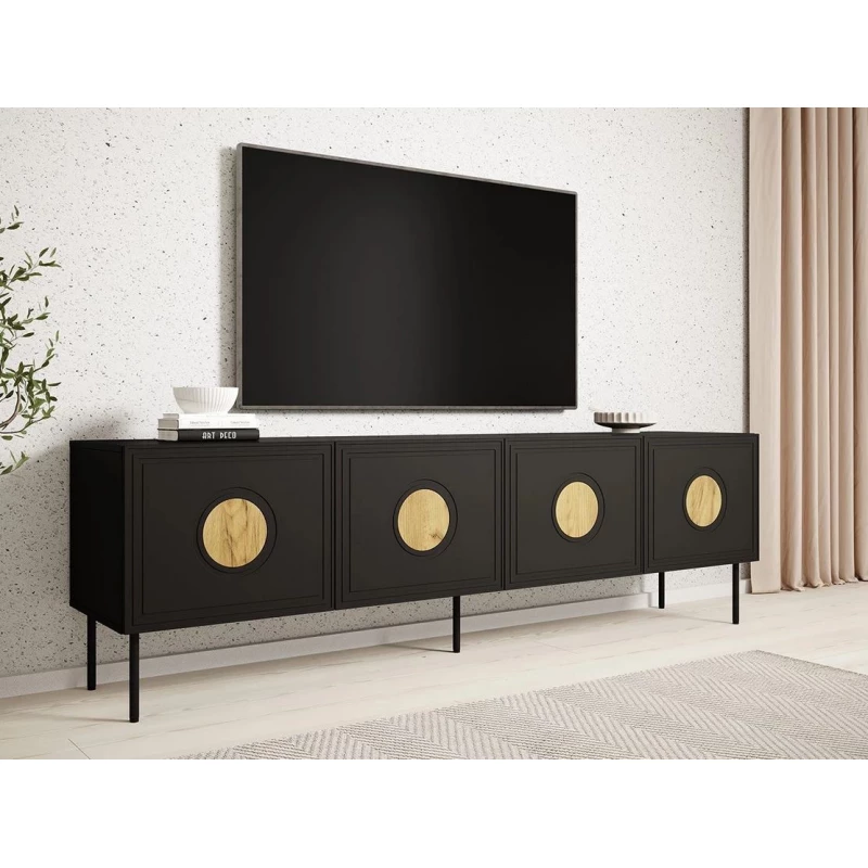 TV állvány 200 cm VANILIA - kraft tölgy / matt fekete