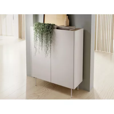 Modern, keskeny fiókos komód ajtókkal LOLIVETE - linea tölgy / kasmír