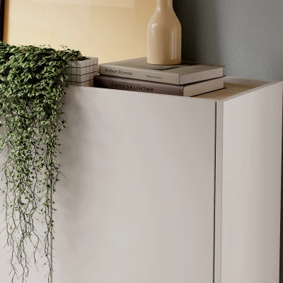 Modern, keskeny fiókos komód ajtókkal LOLIVETE - linea tölgy / kasmír