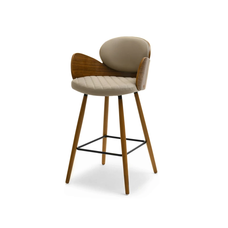 Designer bárszék RAWAN - sötét bézs / dió