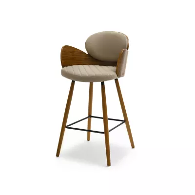 Designer bárszék RAWAN - sötét bézs / dió