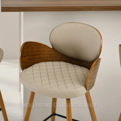 Designer bárszék RAWAN - sötét bézs / dió
