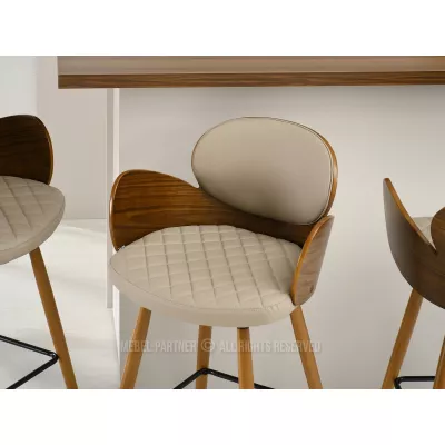 Designer bárszék RAWAN - sötét bézs / dió