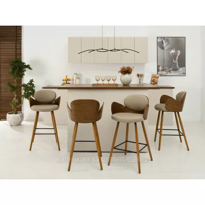 Designer bárszék RAWAN - sötét bézs / dió