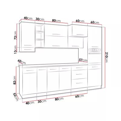 270/270 cm ZHILAN 3 konyhaszekrény - lancelot tölgy / sötét fa + INGYENES LED világítás