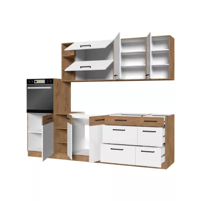 Konyhaszekrény 270/210 cm ZHILAN 4 - lancelot tölgy / sötét fa + INGYENES LED világítás
