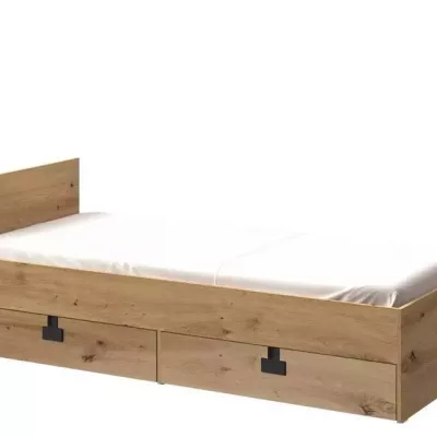 Egyszemélyes ágy diákszobába 90x200 BASHIRA - tölgy / artisan tölgy fényes