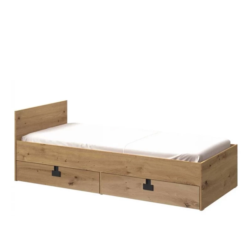 Egyszemélyes ágy diákszobába 90x200 BASHIRA - tölgy / artisan tölgy fényes