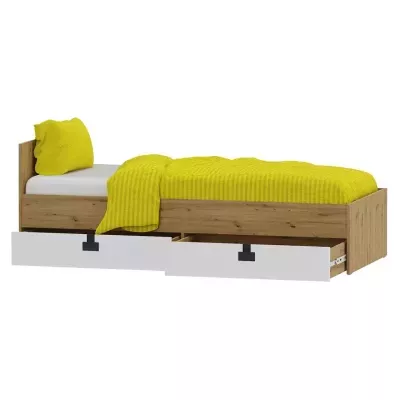 Egyszemélyes ágy diákszobába 90x200 BASHIRA - tölgy / artisan tölgy fényes