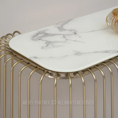 IRAKLI designer konzolasztal - fehér márvány / arany