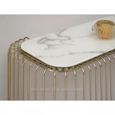 IRAKLI designer konzolasztal - fehér márvány / arany