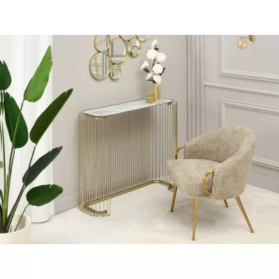 IRAKLI designer konzolasztal - fehér márvány / arany