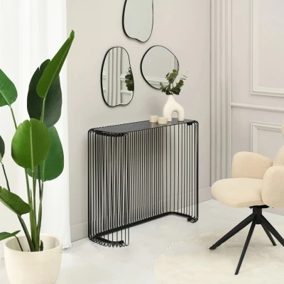 IRAKLI designer konzolasztal - fekete márvány / fekete