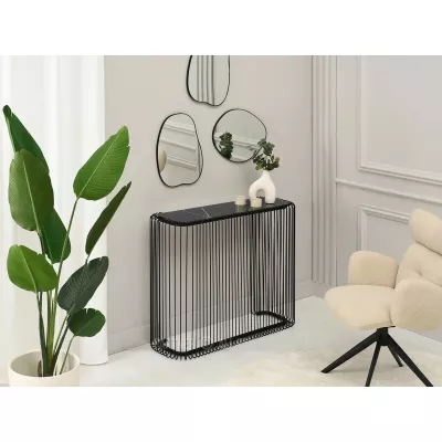 IRAKLI designer konzolasztal - fekete márvány / fekete