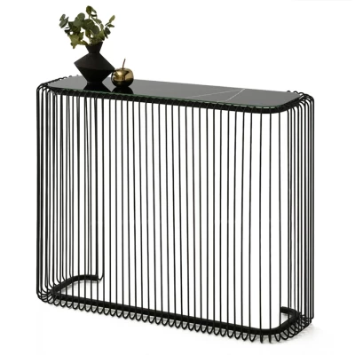 IRAKLI designer konzolasztal - fekete márvány / fekete