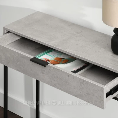 NIRAI konzolasztal fiókkal - beton / fekete