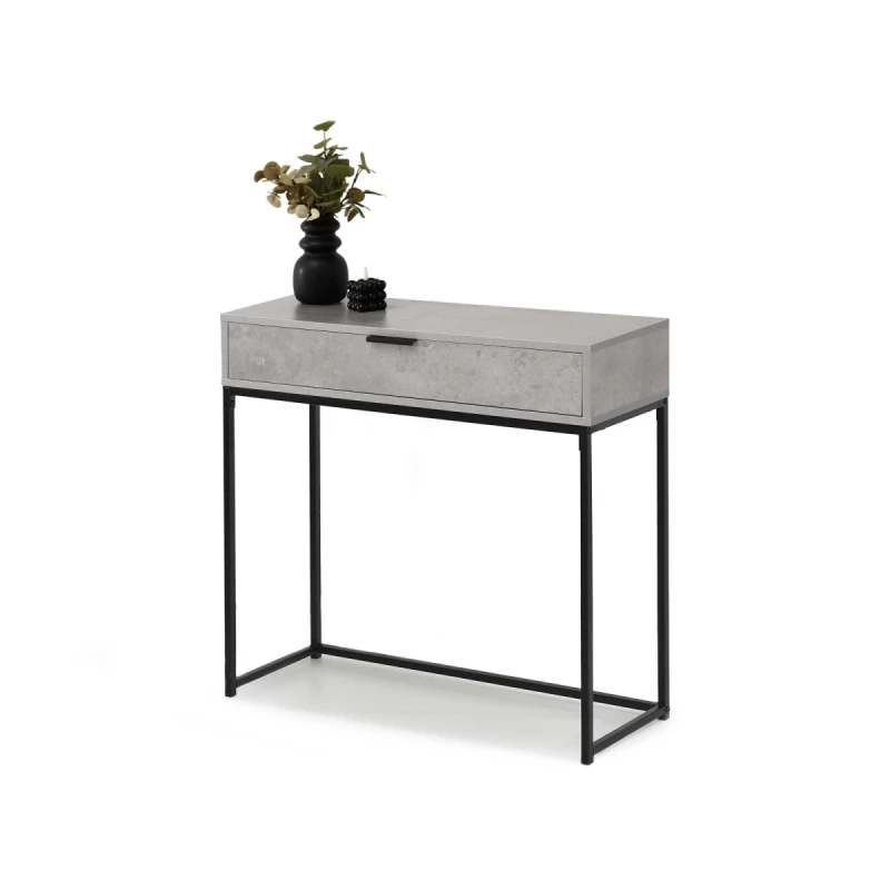 NIRAI konzolasztal fiókkal - beton / fekete