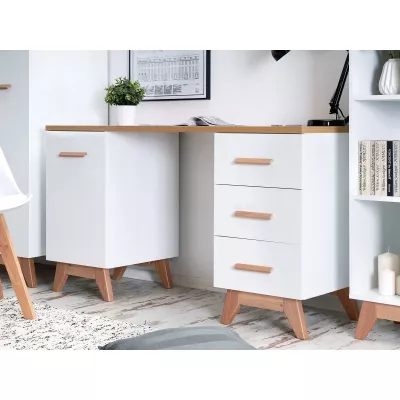 Íróasztal HENDA - fehér / tölgyfa