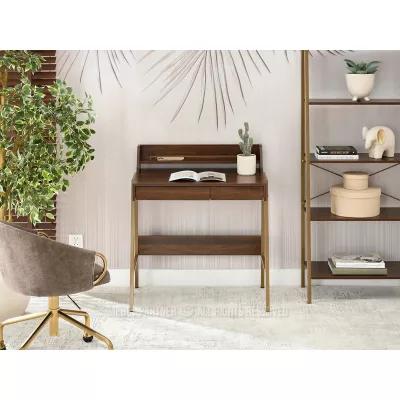 Minimalista íróasztal RENO - dió / arany