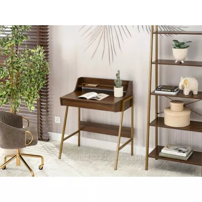 Minimalista íróasztal RENO - dió / arany