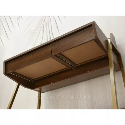 Minimalista íróasztal RENO - dió / arany
