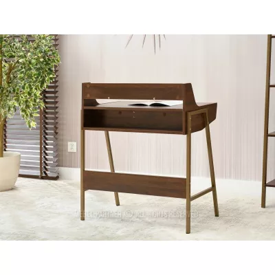 Minimalista íróasztal RENO - dió / arany