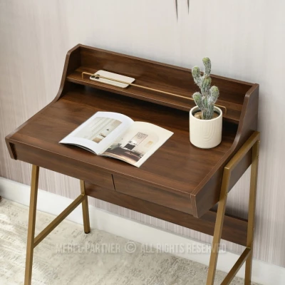 Minimalista íróasztal RENO - dió / arany