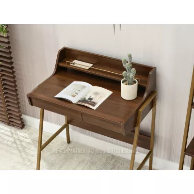 Minimalista íróasztal RENO - dió / arany