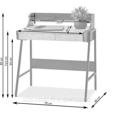Minimalista íróasztal RENO - dió / arany