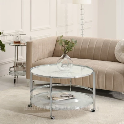 VITOLD design dohányzóasztal - króm / fehér márvány