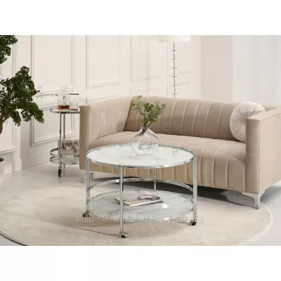 VITOLD design dohányzóasztal - króm / fehér márvány
