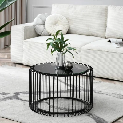 IRAKLI design dohányzóasztal - fekete márvány / fekete