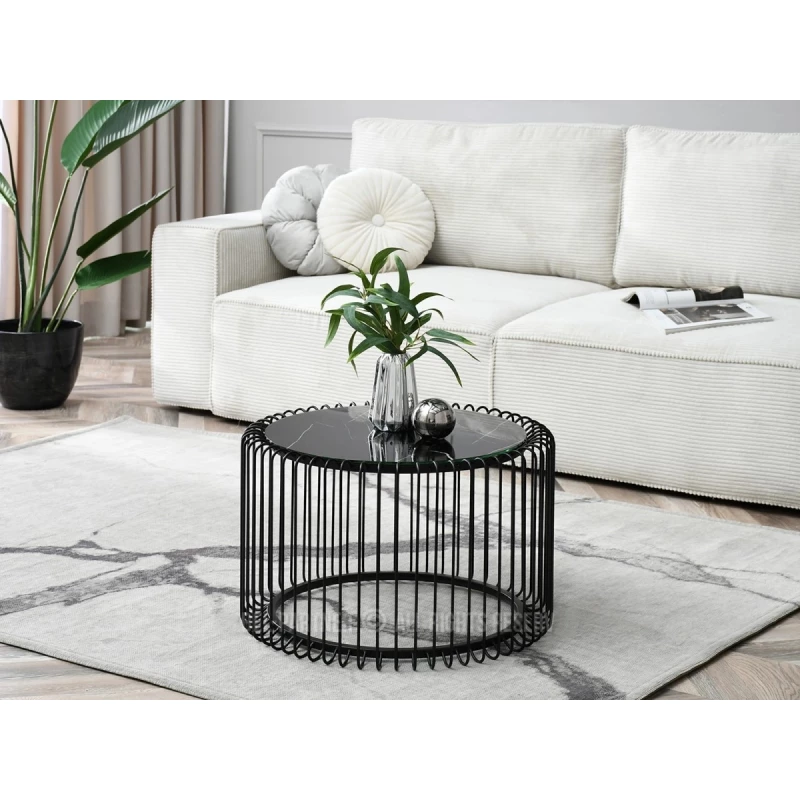 IRAKLI design dohányzóasztal - fekete márvány / fekete