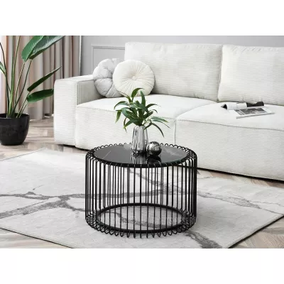 IRAKLI design dohányzóasztal - fekete márvány / fekete