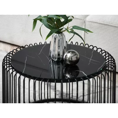 IRAKLI design dohányzóasztal - fekete márvány / fekete