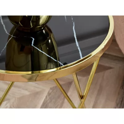 Designer dohányzóasztal RAMAL - fekete márvány / arany