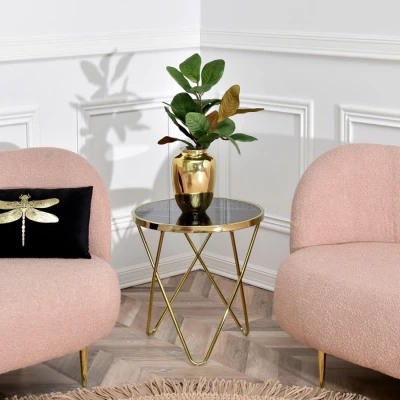 Designer dohányzóasztal RAMAL - fekete márvány / arany