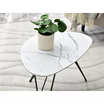 ALIRIO 60-as design dohányzóasztal - fehér márvány / fekete