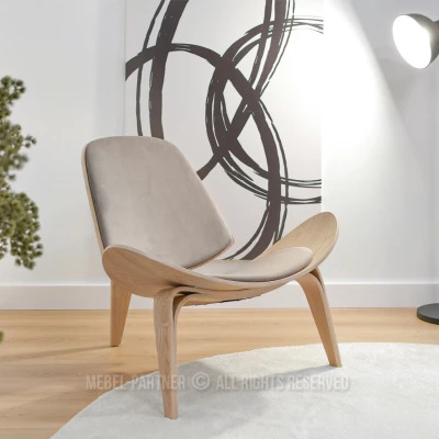 DAHL designer fotel - világos bézs / tölgy