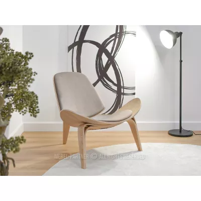 DAHL designer fotel - világos bézs / tölgy