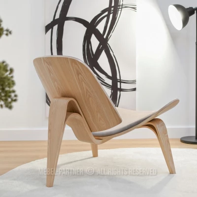 DAHL designer fotel - világos bézs / tölgy